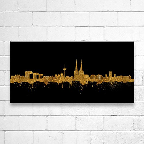 Kunstbruder Köln Skyline - Gold (div. Größen) - Kunst Druck auf Leinwand 50x100cm von Kunstbruder