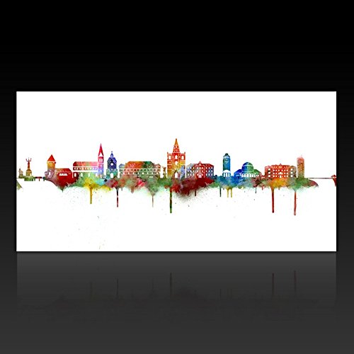 Kunstbruder Konstanz Skyline - Light (div. Grössen) 3D 4cm - Kunstbild Druck auf Leinwand 40x80cm von Kunstbruder