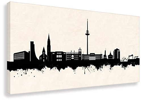 Kunstbruder Kunstdruck - Skyline Kiel SW (div. Größen) - Wandbild Leinwand fertig auf Keilrahmen Graffiti Like Banksy Dekoration Loftbild (40x80cm) von Kunstbruder