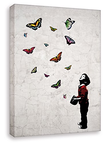 Kunstbruder Kunstdruck auf Leinwand - Ari Butterflies by DiChyk (div. Größen) Bild fertig auf Keilrahmen ! Graffiti Like Banksy Art Gemälde Leinwandbild Wandbild (30x40 cm) von Kunstbruder