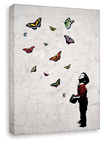 Kunstbruder Kunstdruck auf Leinwand - Ari Butterflies by DiChyk (div. Größen) Bild fertig auf Keilrahmen ! Graffiti like Banksy Art Gemälde Leinwandbild Wandbild (80x100 cm) von Kunstbruder