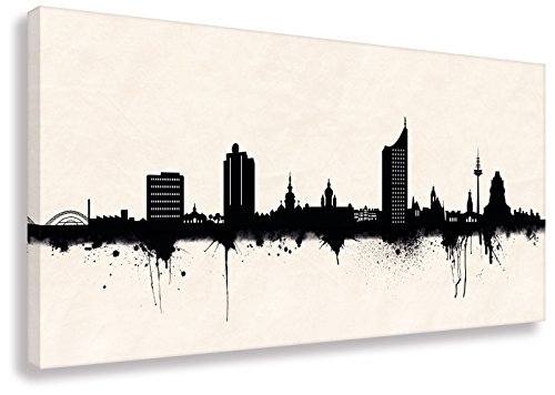 Kunstbruder Leinwanddruck - Leipzig Skyline SW (div. Größen) - Wandbild Kunstbild Street Art Graffiti Like Banksy Loftbild Loungebild 70x140cm von Kunstbruder