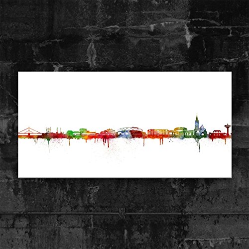 Kunstbruder Leverkusen Skyline - Light (div. Grössen) - Kunst Druck auf Leinwand 40x80cm von Kunstbruder