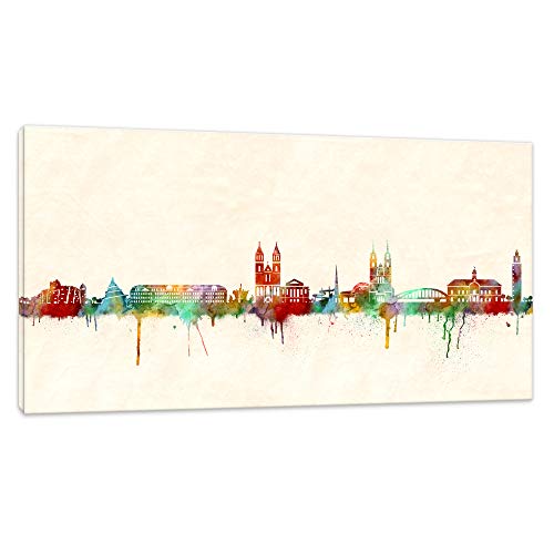 Kunstbruder Magdeburg Skyline (div. Größen) - Kunst Druck auf Leinwand 100x200cm von Kunstbruder
