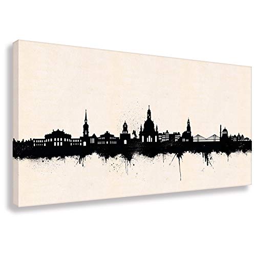 Kunstbruder Moderne Dresdener Skyline - Schwarz/Weiß 60x120cm - by Stadt Dresden Kunstdruck 2cm (div. Varianten/Größen)- Leinwandbild Wandbild Wanddekoration/fertig zum aufhängen von Kunstbruder