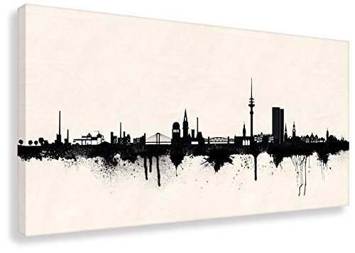 Kunstbruder Moderne Hamburger Skyline - Schwarz/Weiß 50x100cm - by Stadt Hamburg Kunstdruck 2cm (div. Varianten/Größen)- Leinwandbild Wandbild Leinwanddruck/fertig zum aufhängen von Kunstbruder