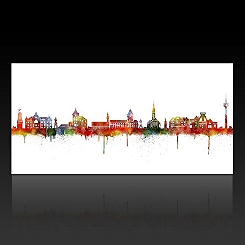 Kunstbruder Moers Skyline - Light (div. Grössen) 3D 4cm - Kunst Druck Leinwandbild 70x140cm von Kunstbruder