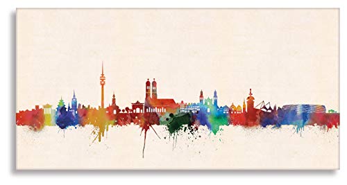 Kunstbruder München Druck auf leinwand Stencil Graffiti - Bild München Skyline Paul London! Bild fertig auf Keilrahmen Kunstdrucke, Wandbilder, Bilder zur Dekoration (40x80 cm) von Kunstbruder