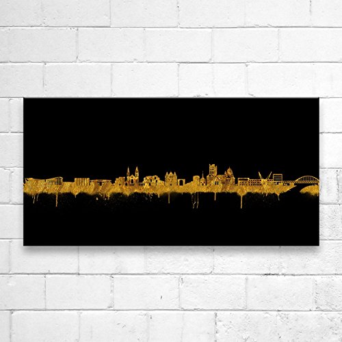 Kunstbruder Neuss Skyline Gold (div. Grš§en) - Kunst Druck auf Leinwand 40x80cm von Kunstbruder