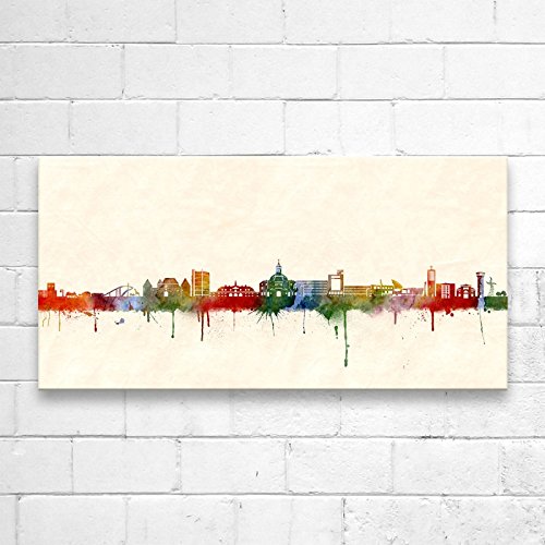 Kunstbruder Oberhausen Skyline - Farbe (div. Grössen) - Kunst Druck auf Leinwand 40x80cm von Kunstbruder