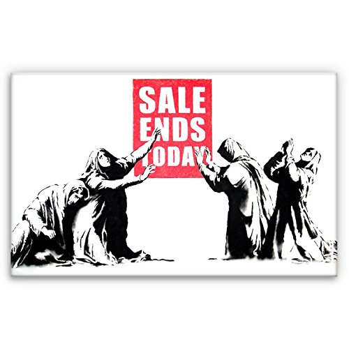 Kunstbruder Sale Ends Today (div. Größen) 3D 4cm - Banksy Art Kunst Kunstbild Druck auf Leinwand40x60cm von Kunstbruder