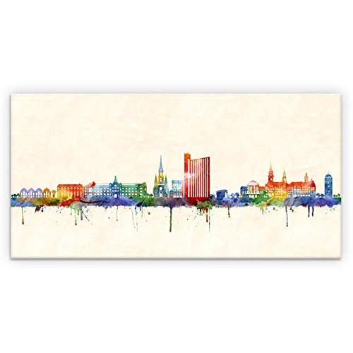 Kunstbruder Skyline Chemnitz Color (div. Größen) - Kunst Druck auf Leinwand 70x140cm von Kunstbruder