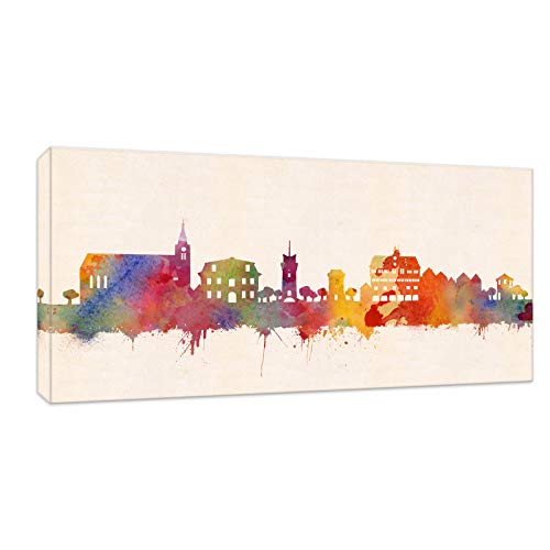 Kunstbruder Tübingen Skyline - Farbe (div. Größen) 3D 4cm Kunst Druck auf Leinwand 30x60cm von Kunstbruder