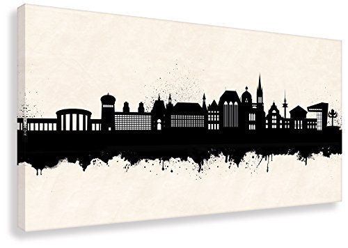 Kunstbruder Wandbild - Aachen Skyline SW (div. Größen) - Leinwandbild Kunst Druck Panorama Streetart Like Banksy Bürobild 70x140cm von Kunstbruder