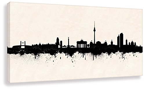 Kunstbruder Wandbild - Berlin Skyline SW (div. Größen) 3D 4cm - Kunstdruck Leinwandbild Streetart Dekoration Panorama Loungebild 40x80cm von Kunstbruder