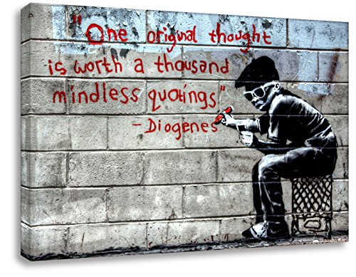 Kunstbruder Wandbild Diogenes (div. Größen) 3D 4cm - Banksy Art Kunstbild Leinwandbild Druck Zimmerbild 60x80cm von Kunstbruder