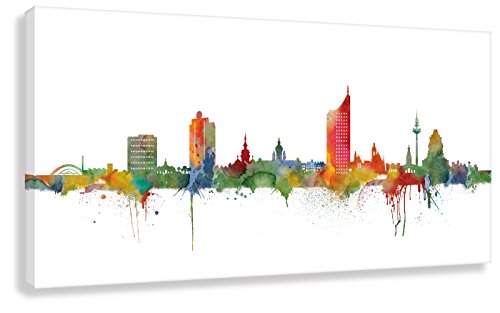 Kunstbruder Wandbild Kunstdruck auf Leinwand/Leipzig Skyline Light (div. Größen) Banksy Leinwandbild Graffiti Streetart Bilder 80x160cm von Kunstbruder