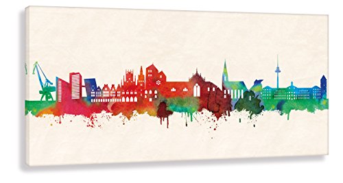 Kunstbruder Wandbild - Münster Skyline Farbe (div. Größen) Streetart Like Banksy Kunstdruck auf Leinwand Zimmerbild (50x100cm) von Kunstbruder