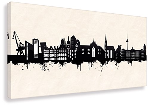 Kunstbruder Wandbild - Münster Skyline SW (div. Größen) Street Art Like Banksy Kunstdruck auf Leinwand Loftbild (70x140cm) von Kunstbruder