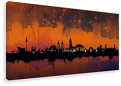 Kunstbruder Wandbild - Nürnberg Skyline Sunset (div. Größen) - Leinwandbild Kunstdruck Graffiti Dekoration Accesoire Panorama Wohnzimmerbild 50x100cm von Kunstbruder