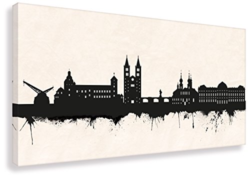 Kunstbruder Wandbild - Skyline Würzburg SW (div. Größen) - Leinwandbild Kunstdruck Gemälde Streetart Like Banksy Schlafzimmerbild (30x60cm) von Kunstbruder