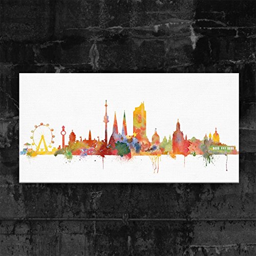 Kunstbruder - Wandbild Wien Skyline - Light (div. Grössen) 3D 4cm - Kunst Druck auf Leinwand 100x200cm von Kunstbruder