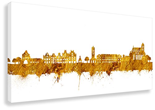 Kunstbruder Wismar Stadt Skyline - Wandbild - Weissgold (div. Größen) - Kunst Druck auf Leinwand 60x120cm von Kunstbruder