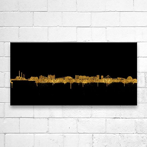 Kunstbruder Wolfsburg Skyline Gold (div. Größen) - Kunst Druck auf Leinwand 60x120cm von Kunstbruder
