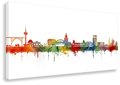 Kunstbruder Wuppertal Skyline Light (div. Formate) - Wandbild Streetart Graffiti Like Banksy Kunst Druck auf Leinwand Bürobild 90x180cm von Kunstbruder