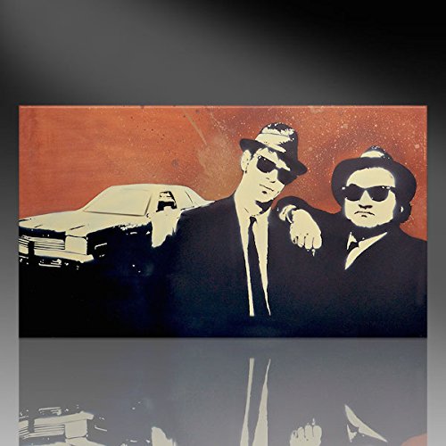 Kunstdruck auf Leinwand - Blues Brothers (div. Größen) vom Original von M.N Meier, Kölner Künstler, Like Banksy Graffiti, Street Art (90x160cm) von Kunstbruder