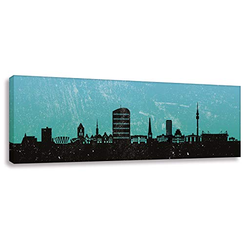 Leinwandbild/Kunstdruck Skyline Dortmund Türkis (div. Größen) Bild fertig auf Keilrahmen Art Gemälde Leinwand Wandbild Bilder (40x120cm) von Kunstbruder