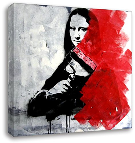 Kunstbruder Leinwandbild - Banksy Graffiti - Bild Mona Lisa - Kunstdruck Wandbilde Dekoration Zimmerbild Flurbild (70x70cm) von Kunstbruder