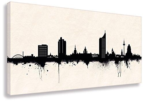Leipzig Skyline SW (div. Größen) - Wandbild Dekoration Leinwandbild Panorama Graffiti Kunstdruck Schlafzimmerbild 60x120cm von Kunstbruder