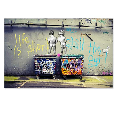 Life is short bilder auf Leinwand, fertig zum Aufhängen, Banksy like Leinwanddruck- Kunstdruck moderne Wandbilder, wanddekoration (div.Formaten) (80x120 cm) von Kunstbruder