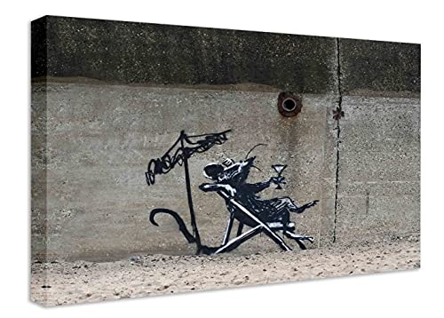 Wandbilder von Banksy - relaxing time-Entspannen - Wandbild auf Leinwand, hochwertige Streetart graffiti Kunstdruck I Wanddekoration XXl fertig zum Aufhängen (60x80 cm) von Kunstbruder