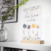 Blumengarten Oma, Hier Wächst Liebe - Personalisiertes Geschenk Für Familie Mit Den Namen Der Familienmitglieder Acrylglas Holzständer von KunstbySari