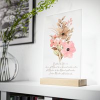 Freundschaftsgeschenk Acryl Glas Mit Blumendruck - Einzigartiges Geschenk Für Besondere Anlässe Acrylglas Holzstand von KunstbySari