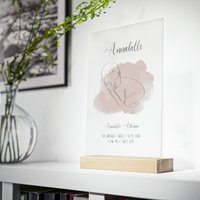 Geburtsdaten Von Baby | Acryl Glas Mit Holz Stand von KunstbySari