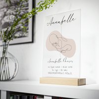 Geschenk Baby | Taufe Zur Geburt Geburtsinformationen Von Acryl Glas Mit Holz Stand von KunstbySari