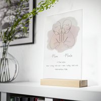 Zwillinge Geburts Informationen | Acryl Glas Mit Holz Stand von KunstbySari
