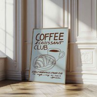 Croissant Club Poster Retro Küche Kunstdruck Croissant Club Poster Retro Küche Kunstdruck von KunstbyStephie