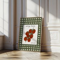Vintage Kirschtomaten Grün Kariert Poster, Mid Century Modern Wall Art Print Vintage Kirschtomaten Grün Kariert Poster, Mid Century Modern Wall Art Print von KunstbyStephie