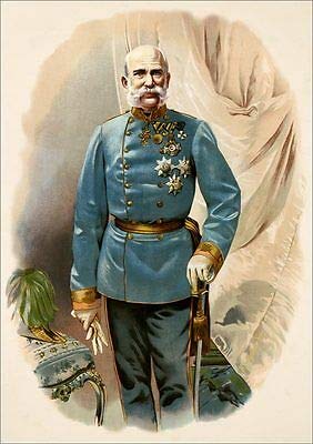 Kaiser Franz Josef I. von Österreich mit Säbel in Uniform Orden K&K A3 097 von Kunstdruck