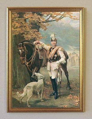 Kaiser Wilhelm II Reiter Pferd Windhund Deutsches Kaiserreich A3 003 Gerahmt von Kunstdruck