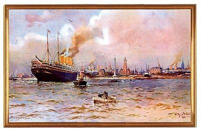 Kunstdruck Der Hafen von Bremerhaven um 1910 Deutsches Reich Willy Stöwer A2 LW 10 von Kunstdruck