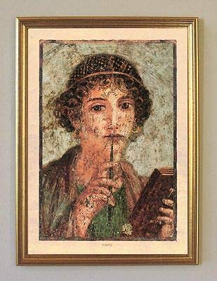 Kunstdruck Italien Dichterin Sappho Portrait Fresko Römische Frau Pompeji A3 05 Gerahmt von Kunstdruck