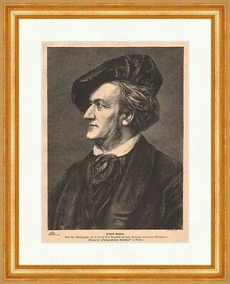 Kunstdruck Richard Wagner Holzstich Neumann Komponist Bayreuth Nibelungen P 0338 Gerahmt von Kunstdruck
