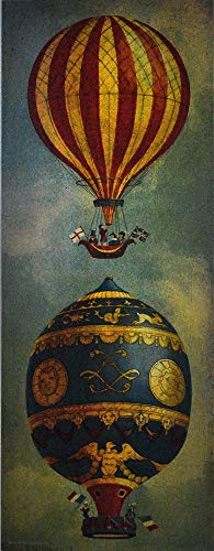 Kunstdruck Zeichen der Zeit Zwei alte Heißluftballons 1996 Poster Plakat Rar 046 von Kunstdruck