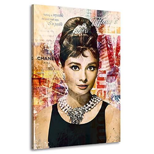 Kunstgestalten24 Aludibond Bild Audrey Hepburn Pop Art Color Wandbild Kunstdruck Deko von Kunstgestalten24