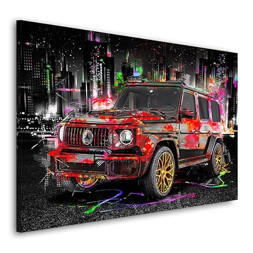 Kunstgestalten24 Auto Bild auf Leinwand Mercedes G63 Pop Art Style Kunstdruck Raum- u. Wanddekoration von Kunstgestalten24